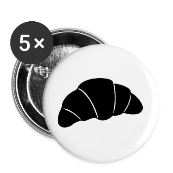  Croissant schwarz Geschenkidee für Bäcker  - Buttons groß 56 mm (5er Pack) - Weiß - Vorne