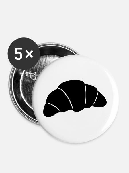 Croissant schwarz Geschenkidee für Bäcker - Buttons groß 56 mm (5er Pack) - Weiß