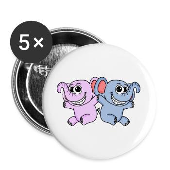 Mädchen Junge Zwillinge - Buttons groß 56 mm (5er Pack) - Weiß - Vorne
