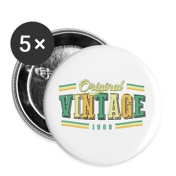 38. Geburtstag Original Vintage 1988 Retro - Buttons groß 56 mm (5er Pack) - Weiß - Vorne