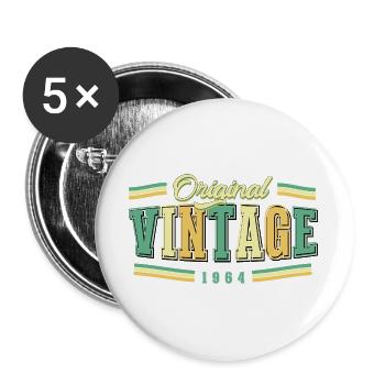 62. Geburtstag Original Vintage 1964 Retro - Buttons groß 56 mm (5er Pack) - Weiß - Vorne