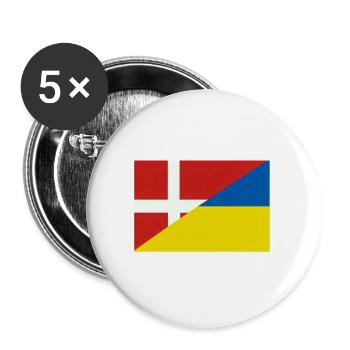 Dänemarkische Ukraine-Flagge – dänische und ukrainische Flagge - Buttons groß 56 mm (5er Pack) - Weiß - Vorne