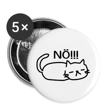Nö Lustige Faule Katze - Buttons groß 56 mm (5er Pack) - Weiß - Vorne