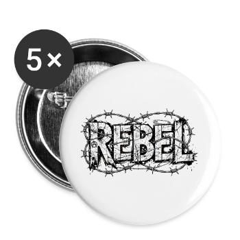 Rebellen-Stacheldrahttypografie - Buttons groß 56 mm (5er Pack) - Weiß - Vorne