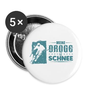 Skifahrer Ski Meine Droge ist Schnee - Buttons groß 56 mm (5er Pack) - Weiß - Vorne