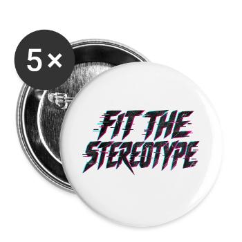 Passe zum Stereotyp Glitch Cyber Retro Zitatkunst - Buttons groß 56 mm (5er Pack) - Weiß - Vorne