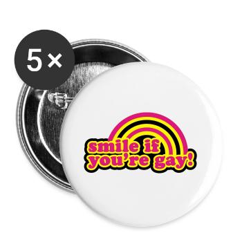 smile if you're gay - Buttons large 2.2''/56 mm (5-pack) - white - Front
