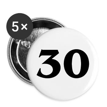 Zahl 30 - Buttons large 2.2''/56 mm (5-pack) - white - Front