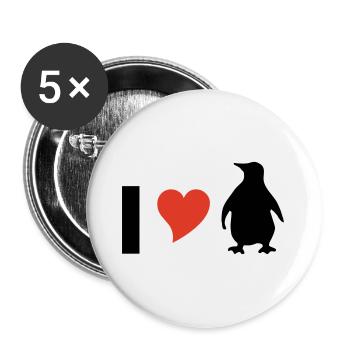 I love Pinguine - Buttons groß 56 mm (5er Pack) - Weiß - Vorne