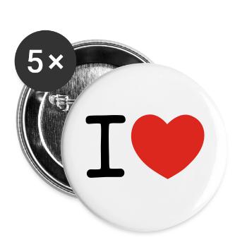 I heart ... - Buttons groß 56 mm (5er Pack) - Weiß - Vorne