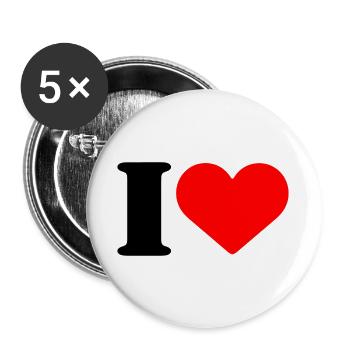I LOVE - Buttons groß 56 mm (5er Pack) - Weiß - Vorne