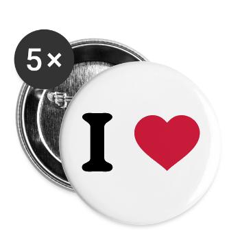 i love - Buttons large 2.2''/56 mm (5-pack) - white - Front