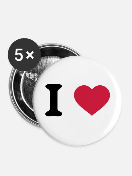 i love Herz - Buttons groß 56 mm (5er Pack) - Weiß