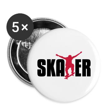 skater - Lot de 5 grands badges (56 mm) - blanc - Devant
