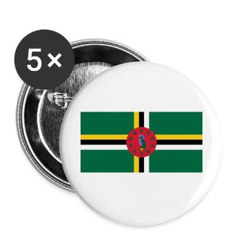 Flag of Dominica, Drapeau de la Dominique - Lot de 5 grands badges (56 mm) - blanc - Devant