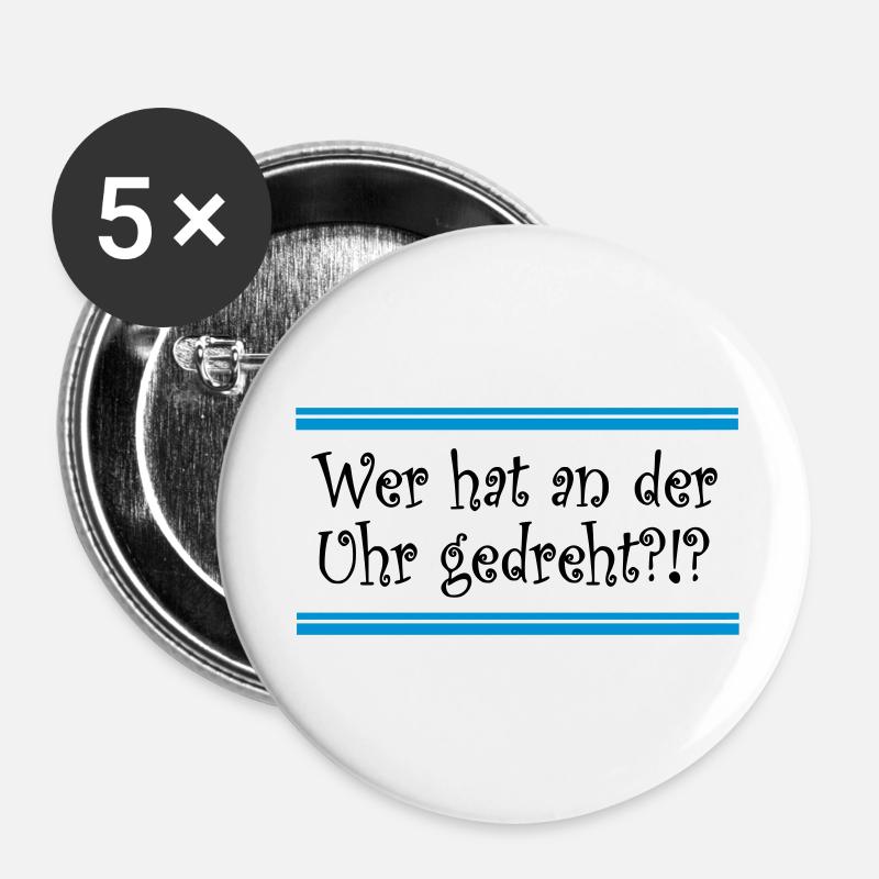Uhr - Buttons groß 56 mm (5er Pack) - Weiß