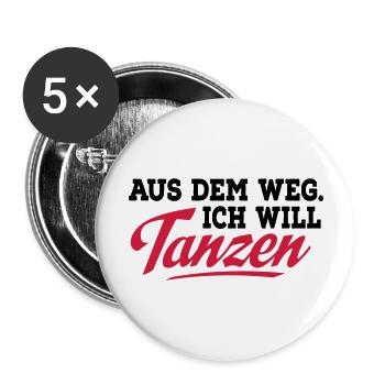 tanzen - Buttons groß 56 mm (5er Pack) - Weiß - Vorne