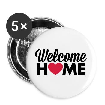 Coeur de Welcome Home - Lot de 5 grands badges (56 mm) - blanc - Devant