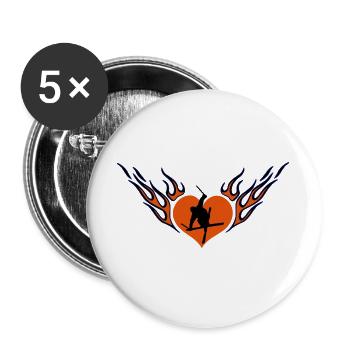 Freestyle Skifahrer Rockerstyle - Buttons groß 56 mm (5er Pack) - Weiß - Vorne