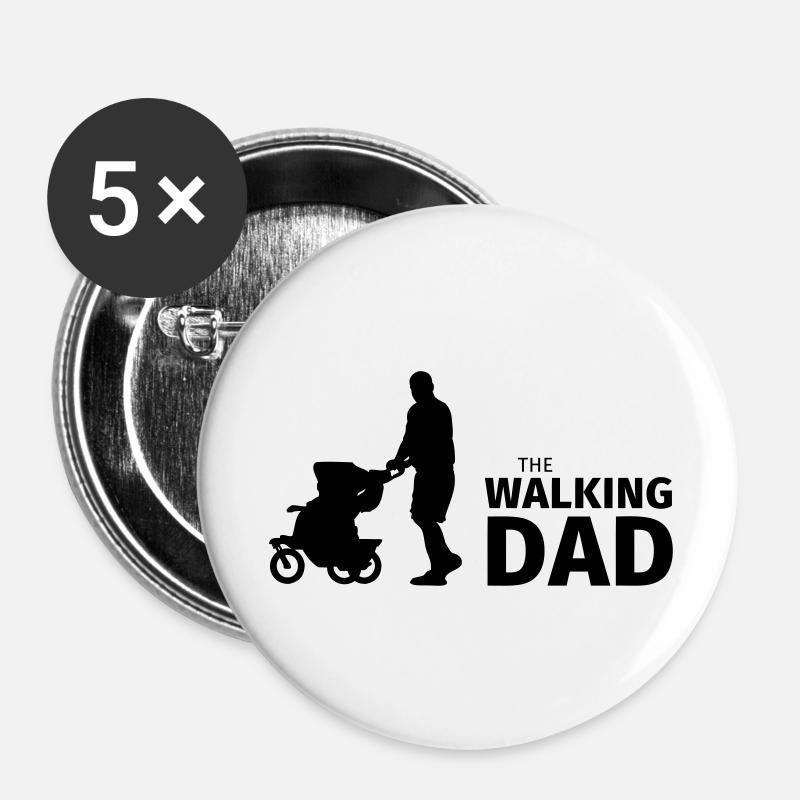 The Walking Dad - Buttons large 2.2''/56 mm (5-pack) - white