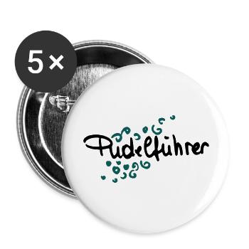 Pudelführer - Buttons groß 56 mm (5er Pack) - Weiß - Vorne