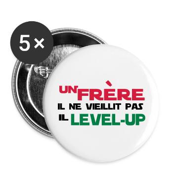 UN frère NE VIEILLIT PAS - Lot de 5 grands badges (56 mm) - blanc - Devant