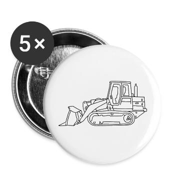 Bulldozer (Planierraube) - Buttons groß 56 mm (5er Pack) - Weiß - Vorne