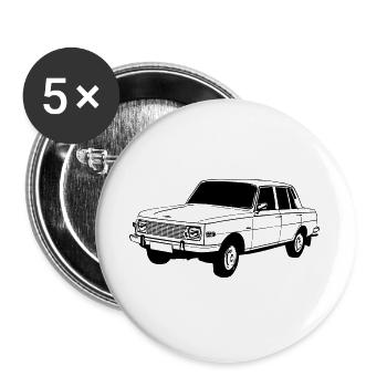 Wartburg , Oldtimer Kult , DDR Legende ...(25) - Buttons groß 56 mm (5er Pack) - Weiß - Vorne