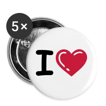 I heart / I love (Herz) 04.0 - Buttons groß 56 mm (5er Pack) - Weiß - Vorne