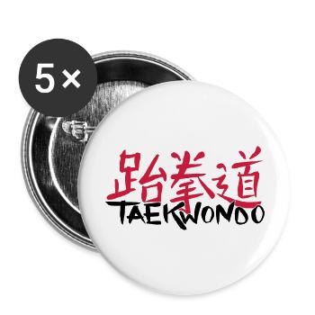 Taekwondo in chinesischen Schriftzeichen - Buttons groß 56 mm (5er Pack) - Weiß - Vorne
