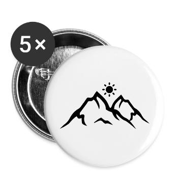 Berge Sonne wandern Bergspitze Gebirge Alpin - Buttons groß 56 mm (5er Pack) - Weiß - Vorne