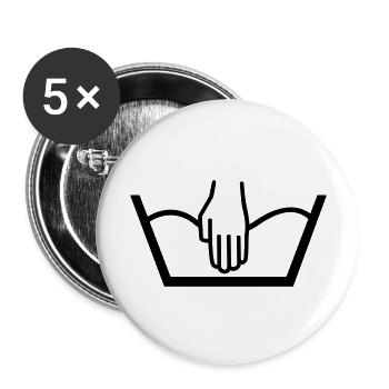 handwäsche symbohl - Buttons groß 56 mm (5er Pack) - Weiß - Vorne