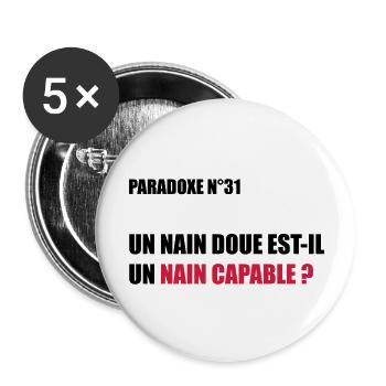 PARADOXE nain - Lot de 5 grands badges (56 mm) - blanc - Devant