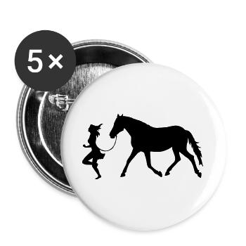 Women with horse - Lot de 5 grands badges (56 mm) - blanc - Devant