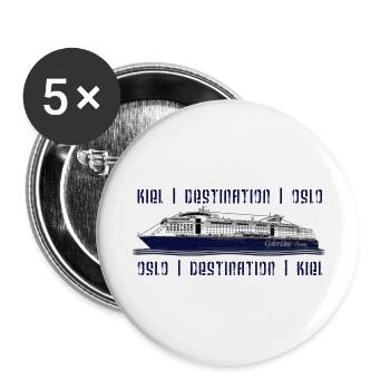 OSLO | DESTINATION | KIEL - Buttons groß 56 mm (5er Pack) - Weiß - Vorne