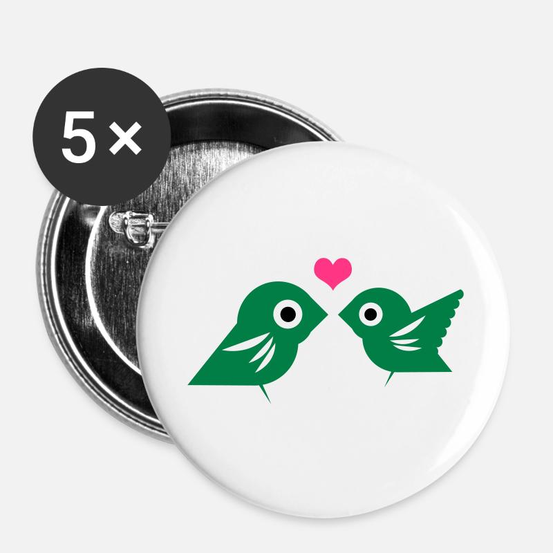 Lovebirds - Buttons large 2.2''/56 mm (5-pack) - white