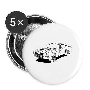 cool car outlines - Buttons groß 56 mm (5er Pack) - Weiß - Vorne