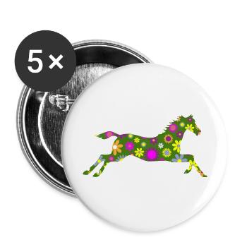 Pferd - Buttons groß 56 mm (5er Pack) - Weiß - Vorne