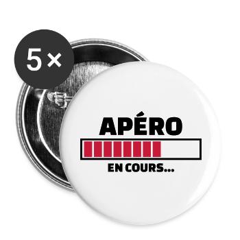 apéro en cours - Lot de 5 grands badges (56 mm) - blanc - Devant