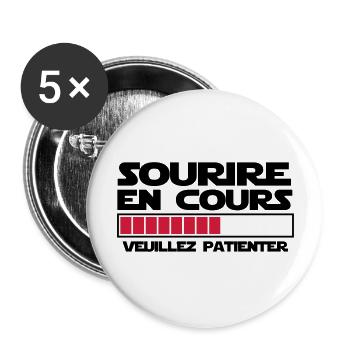 sourire en cours veuillez patienter - Lot de 5 grands badges (56 mm) - blanc - Devant