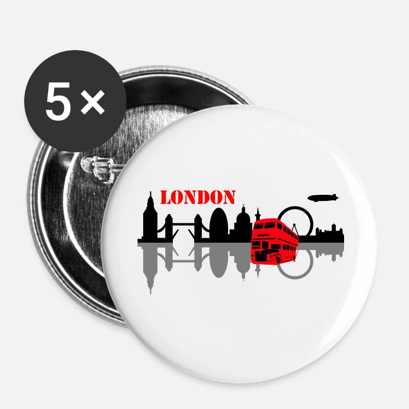 london skyline - Buttons large 2.2''/56 mm (5-pack) - white