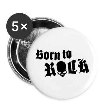 born_to_rock_skull_1c - Buttons groß 56 mm (5er Pack) - Weiß - Vorne