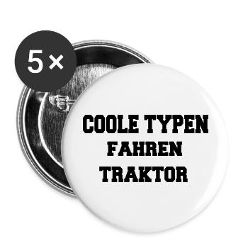 Coole Typen Fahren Traktor - Buttons groß 56 mm (5er Pack) - Weiß - Vorne