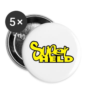superheld - Buttons groß 56 mm (5er Pack) - Weiß - Vorne
