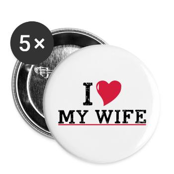 I_love_wife - Lot de 5 grands badges (56 mm) - blanc - Devant