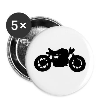schwarzes Cafe Racer Motorrad - Buttons groß 56 mm (5er Pack) - Weiß - Vorne