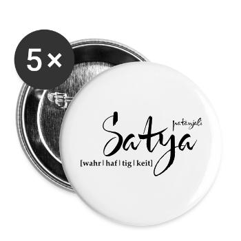 yoga satya wahrheit - Buttons groß 56 mm (5er Pack) - Weiß - Vorne
