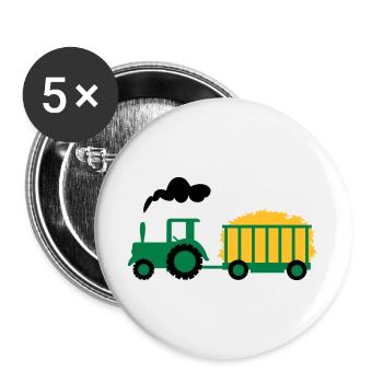 traktor kind geschenk - Buttons groß 56 mm (5er Pack) - Weiß - Vorne