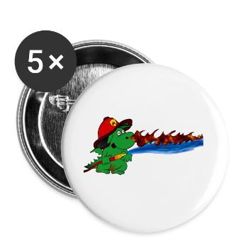 Feuerdrache Feuerwehrheld Geschenk - Buttons groß 56 mm (5er Pack) - Weiß - Vorne