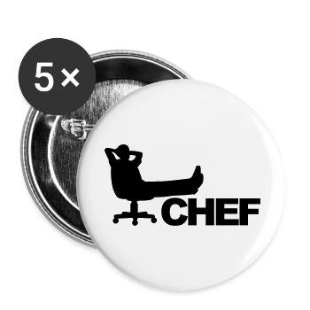 Chef Silhouette - Buttons groß 56 mm (5er Pack) - Weiß - Vorne